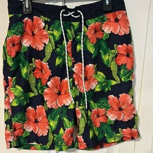 Goodfellow Board Shorts Men XL Blue Pink Floral Swim Beach Pool Summer Colorful